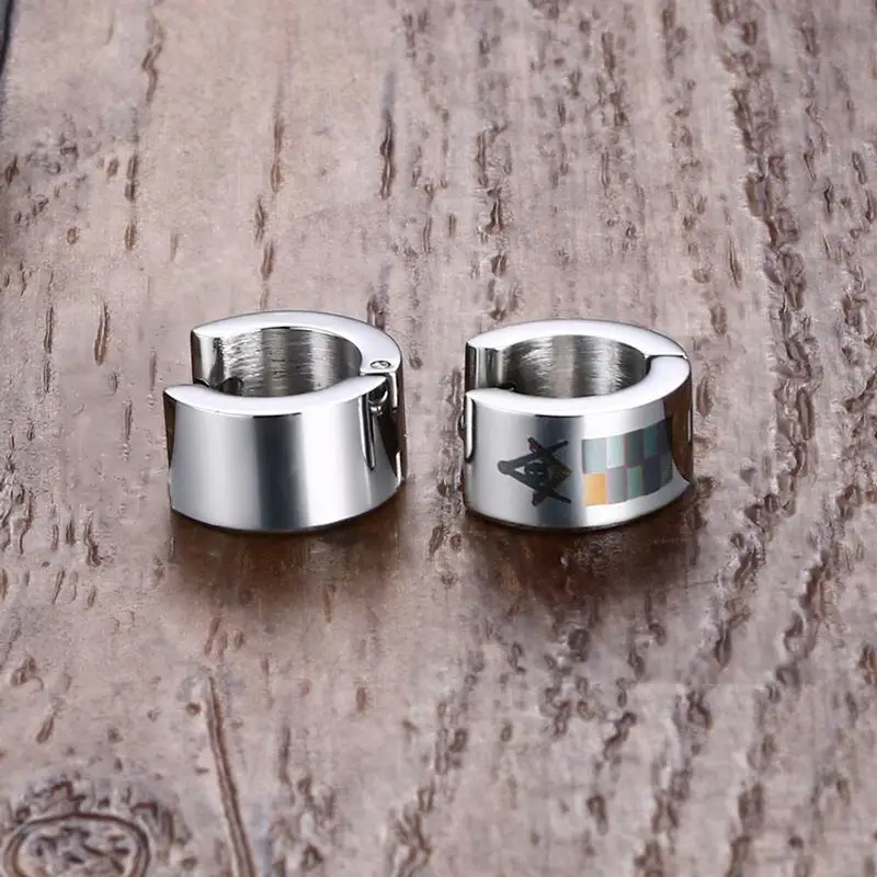 

Vnox Cute Masonic Earrings for Men Stainless Steel Jewelry Free-Mason Best Friend
