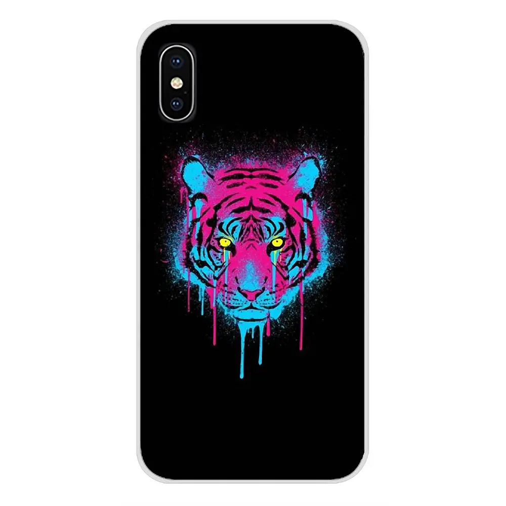 Светящиеся аксессуары с тигром чехлы для телефонов Apple iPhone X XR XS MAX 4 4S 5 5S 5C SE 6 6S 7 8 Plus