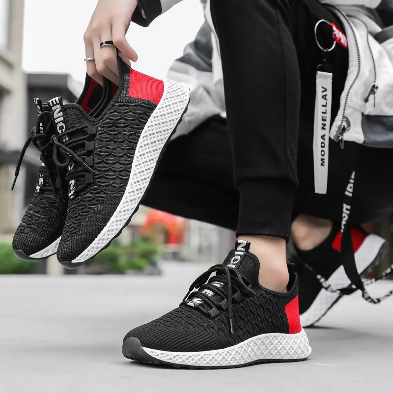 Hot Men Casual Sneakers Shoes 2019 New Breathable Mesh Trainers Lace Up Male Vulcanized Fashion | Обувь
