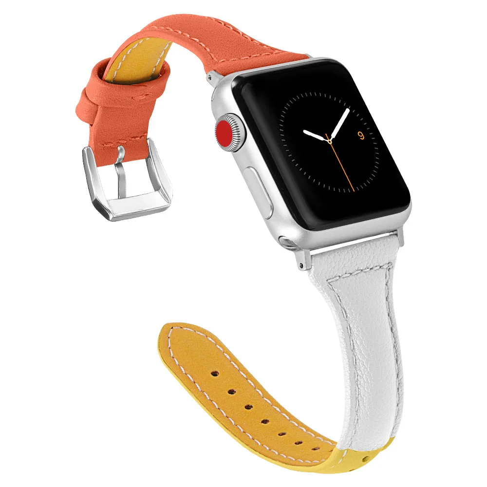Кожаный ремешок для часов аpple 42 мм 38 iWatch 4 band 44 40 Т-образный браслет кожаный apple watch 3