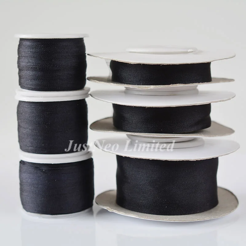 280 черная 100% натуральная шелковая вышивальная лента ручной работы двухсторонняя