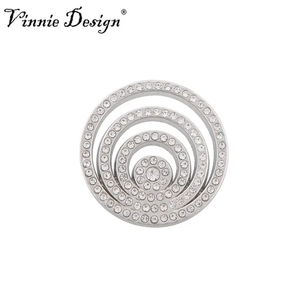 Vinnie дизайн ювелирных изделий 25 мм Круглый Круг Кристалл Монета диск подходит в