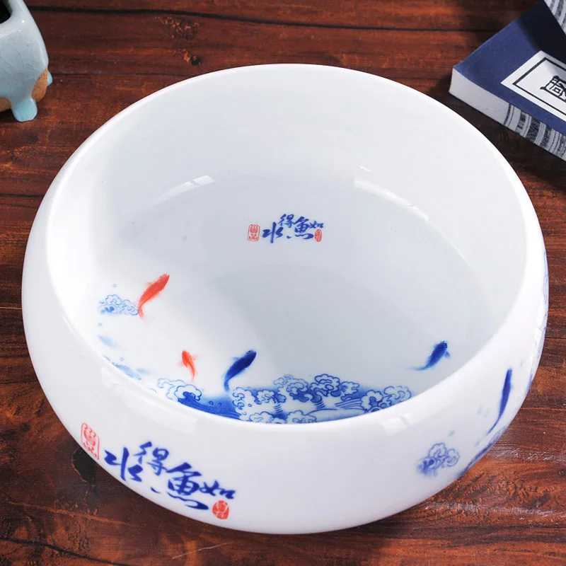 Керамическая фарфоровая чаша с изображением цветов/рыб для традиционного