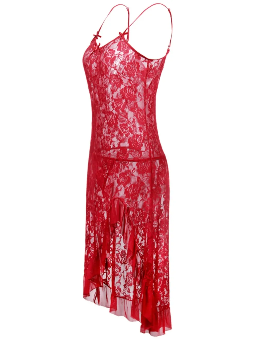 С рюшами и цветочным принтом подол Ночная сорочка с бретелями полный комбинация