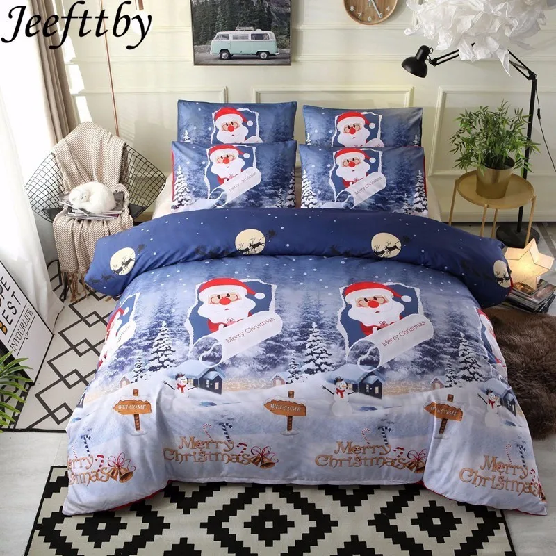 Рождественский Комплект постельного белья с 3D рисунком комплект синего цвета