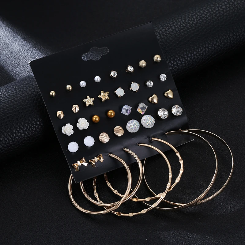 20 пар/компл. модные маленькие серьги-гвоздики в форме сердца с кристаллами и