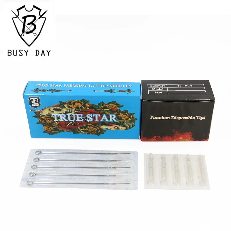13RL+ 13RT) 50 шт. настоящая звезда Иглы для татуировки и 50 шт. верхние Прозрачные наконечники для татуировки