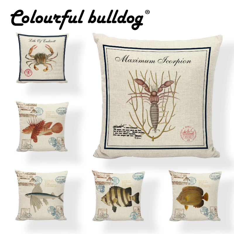 Ретро фон Стиль рыбок Чехлы Краб креветки 43*43 см для ухода за ребенком мам