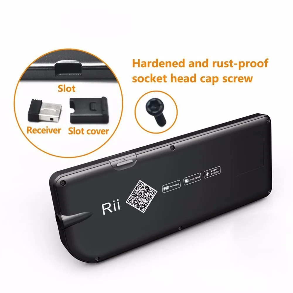 Rii V3 Беспроводной клавиатура 2,4G RF сенсорная панель с светодиодный Подсветка лазерная указка комбинированный ручной для презентаций игровой смарт-ТВ