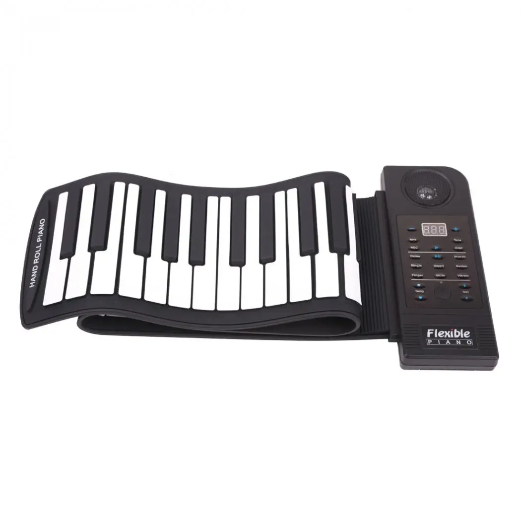 KONIX PU61S Flexible Digital LED Display 61Keys 128 Tones 128 Rhythms Children Toys Electronic Roll Up Piano Built-in Speaker