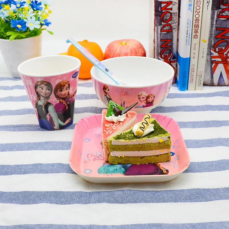 Creative cute cartoon children's tableware dishes dish spoon cup four-piece suit gift A5 melamine environmental protection table | Мать и