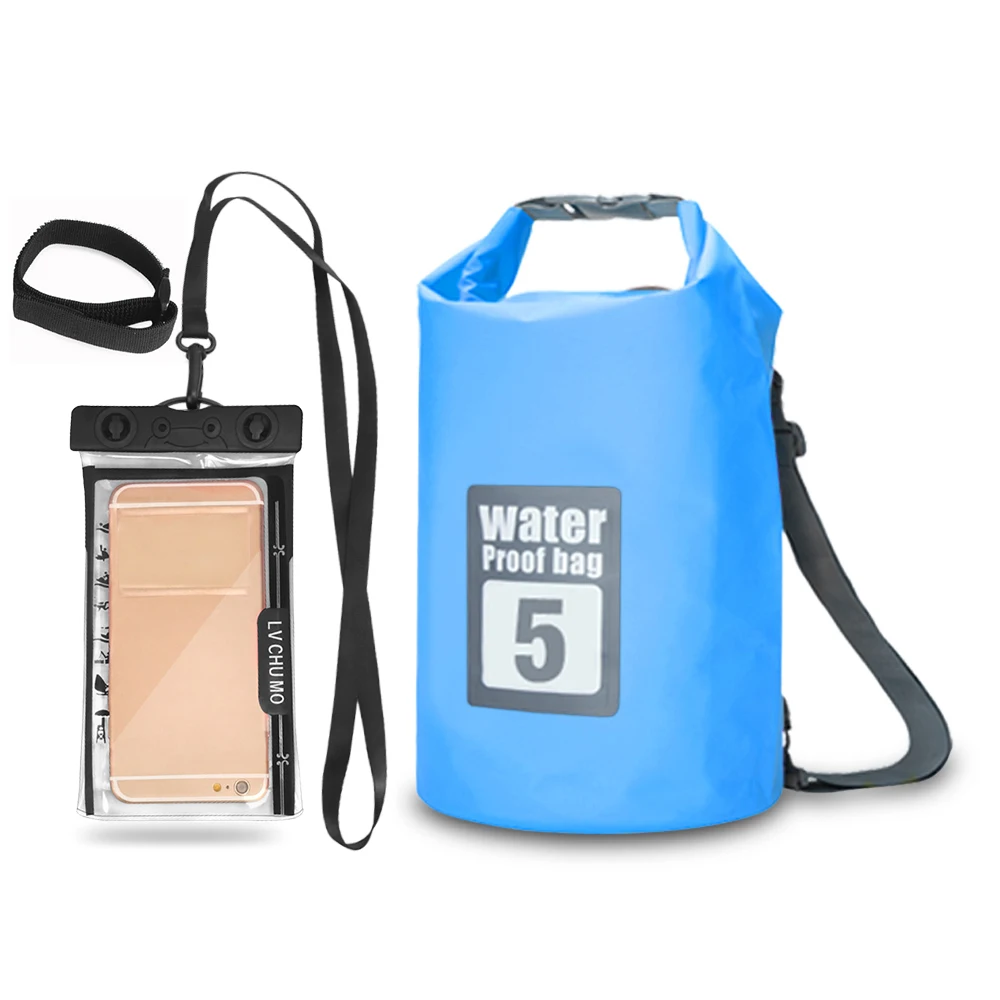 5L 5L/10L/15L/20L Открытый Водонепроницаемый Сухой Рюкзак рулон-топ плавающая сумка с 6,3 ''водонепроницаемый чехол для телефона для каякинга рафтинг - Цвет: 5L