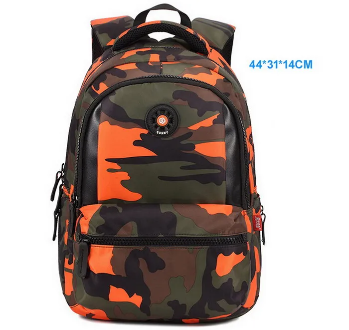 Medium Orange Брендовые ортопедические камуфляжные детские школьные сумки, рюкзак Mochila для подростков, мальчиков и девочек, сумка для ноутбука, ранец - Цвет: Medium Orange