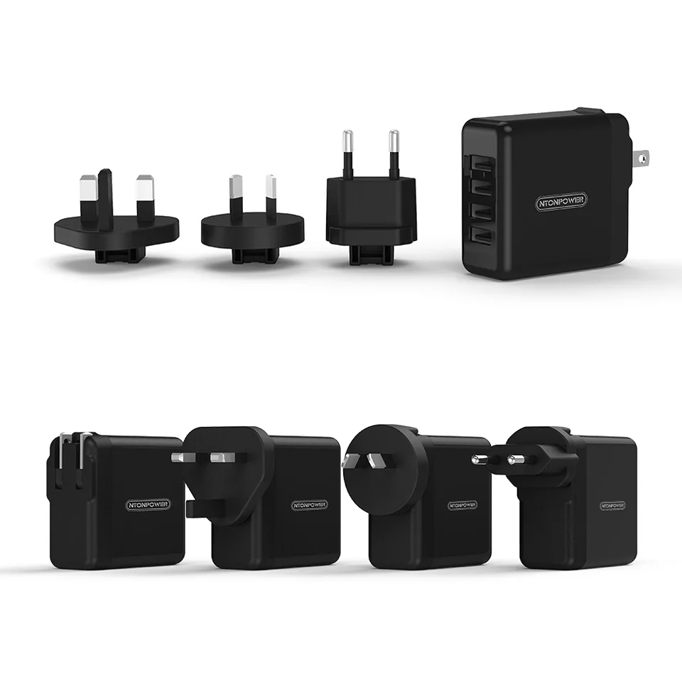 NTONPOWER 4 USB Универсальное зарядное устройство для мобильного телефона адаптер для путешествий UK/EU/AU/US 34 Вт USB настенное зарядное устройство для планшета/iPhone/Android телефона