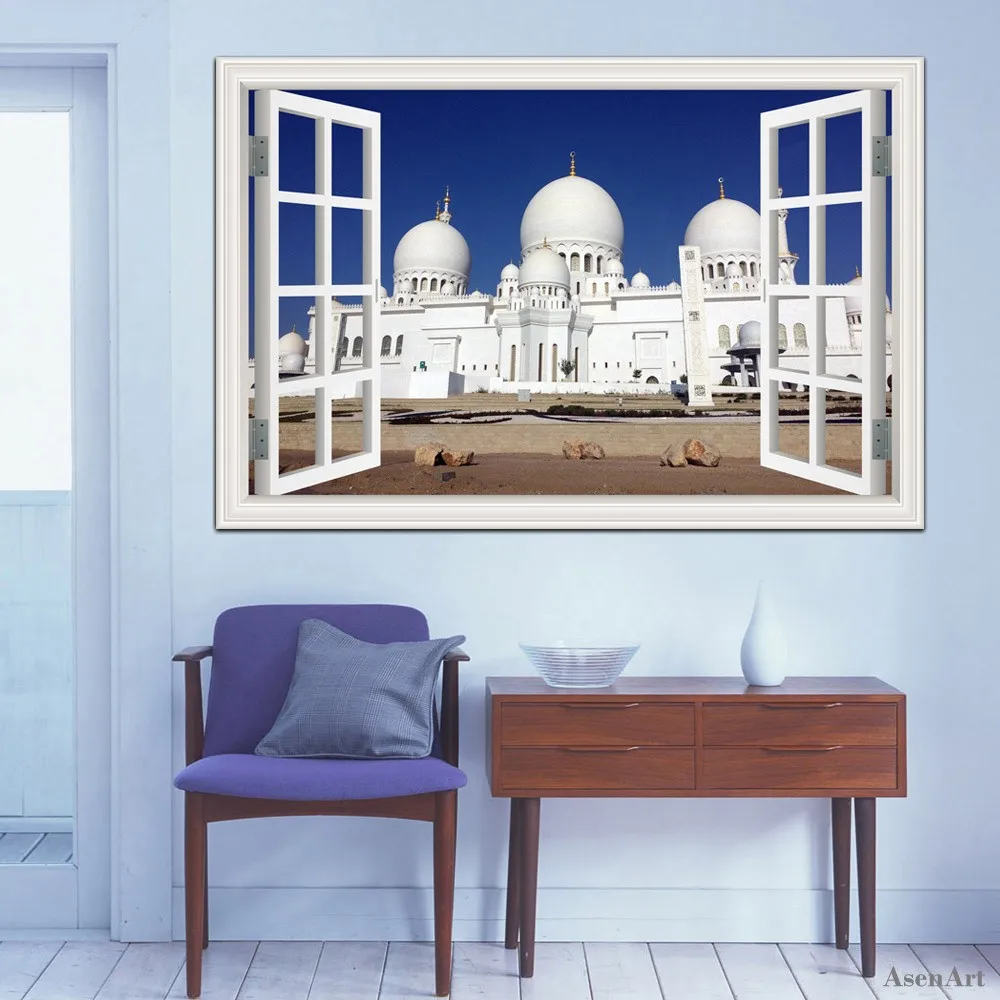 Removable Muslim Sticker 3d Masjid Islam Construction Landscape Decal Wallpaper Wall Mural Stickers Home Decor Vinyl Decals | Дом и сад