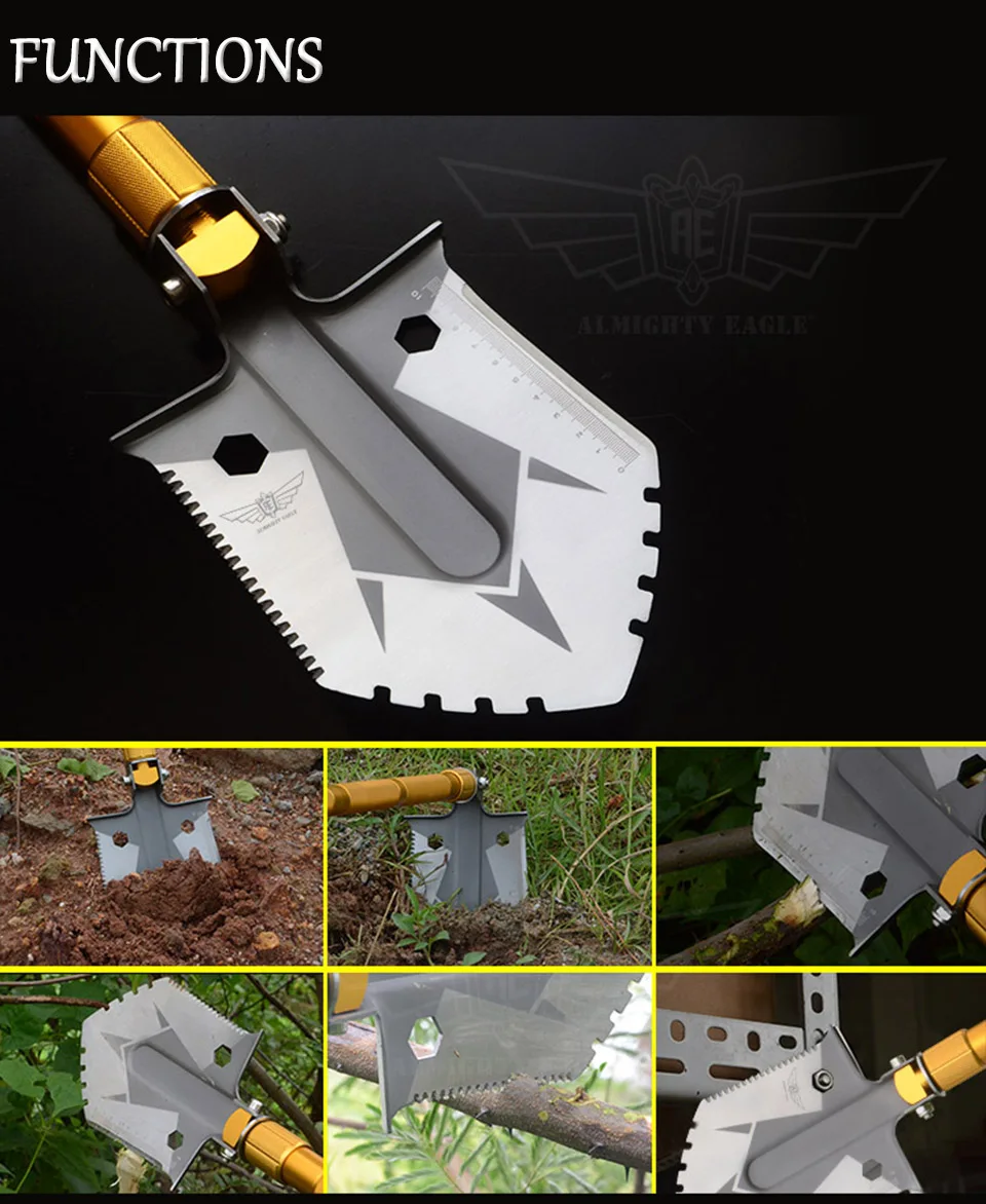 ALMIGHTY EAGLE профессиональная тактическая многофункциональная лопата для выживания на открытом воздухе, складной инструмент для выживания, снаряжение для кемпинга, армейские инструменты