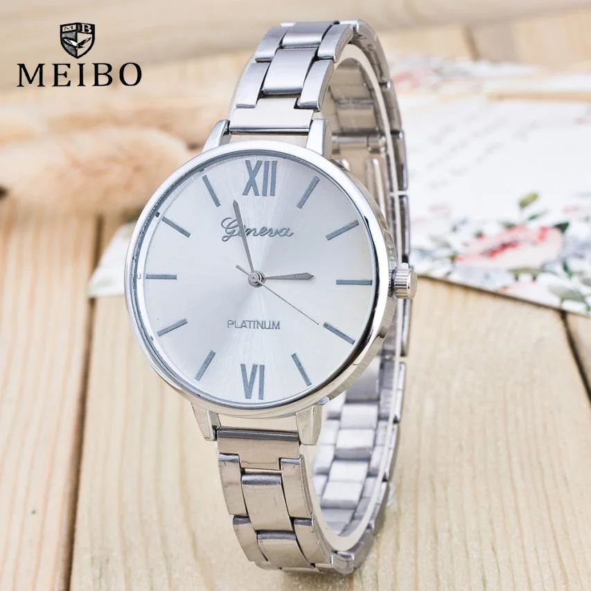 Часы Женева женские кварцевые часы из нержавеющей стали наручные с пряжкой для