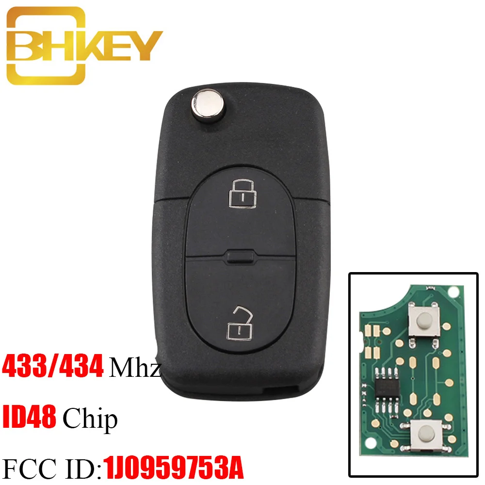 BHKEY 1J0 959 753 A Автомобильный ключ дистанционного управления 2 кнопки умный передатчик 433 МГц для VW Volkswagen Passat Golf MK4 1J0959753A ключи