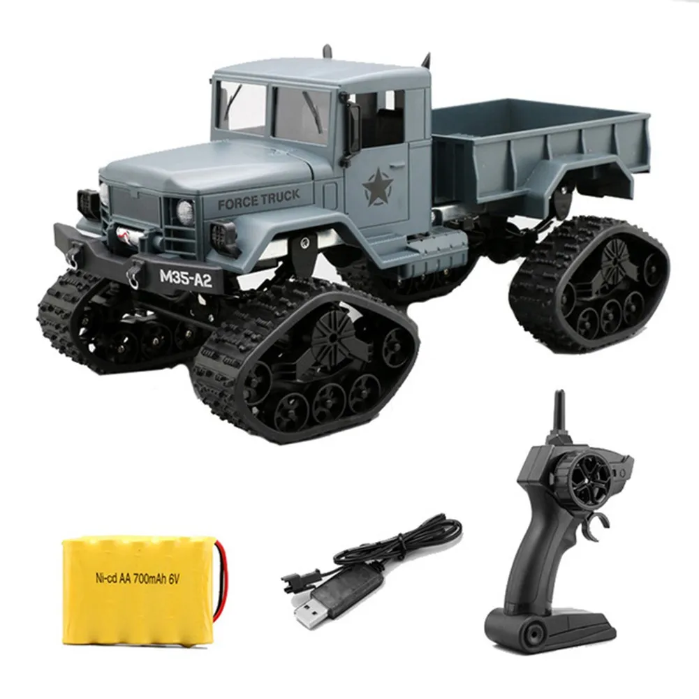 without camera blue 1:16 Full-scale RC Military Truck with WiFi HD Camera FPV Real-time Transmission 4WD Replaceable Tire High Speed RC Car - Color: without camera blue