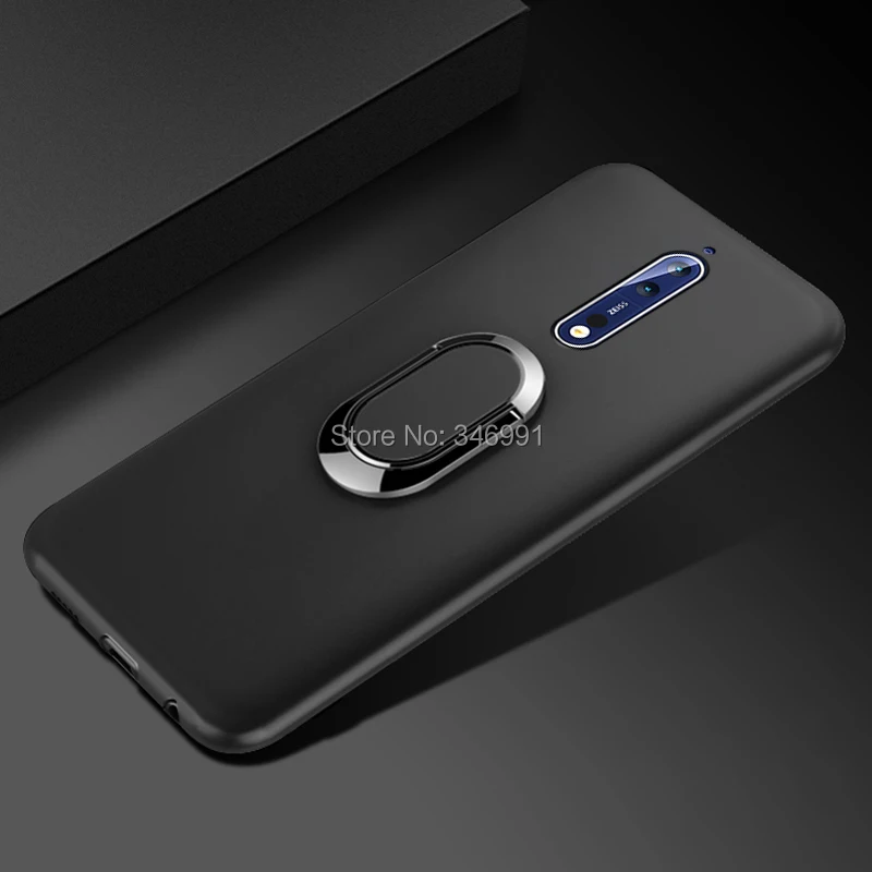Nokia8 чехол для телефона Nokia 8 TA-1012 TA-1004 чехол 5,3 дюймов мягкий черный силиконовый магнитный автомобильный держатель Чехол-кольцо для Nokia 8 Funda