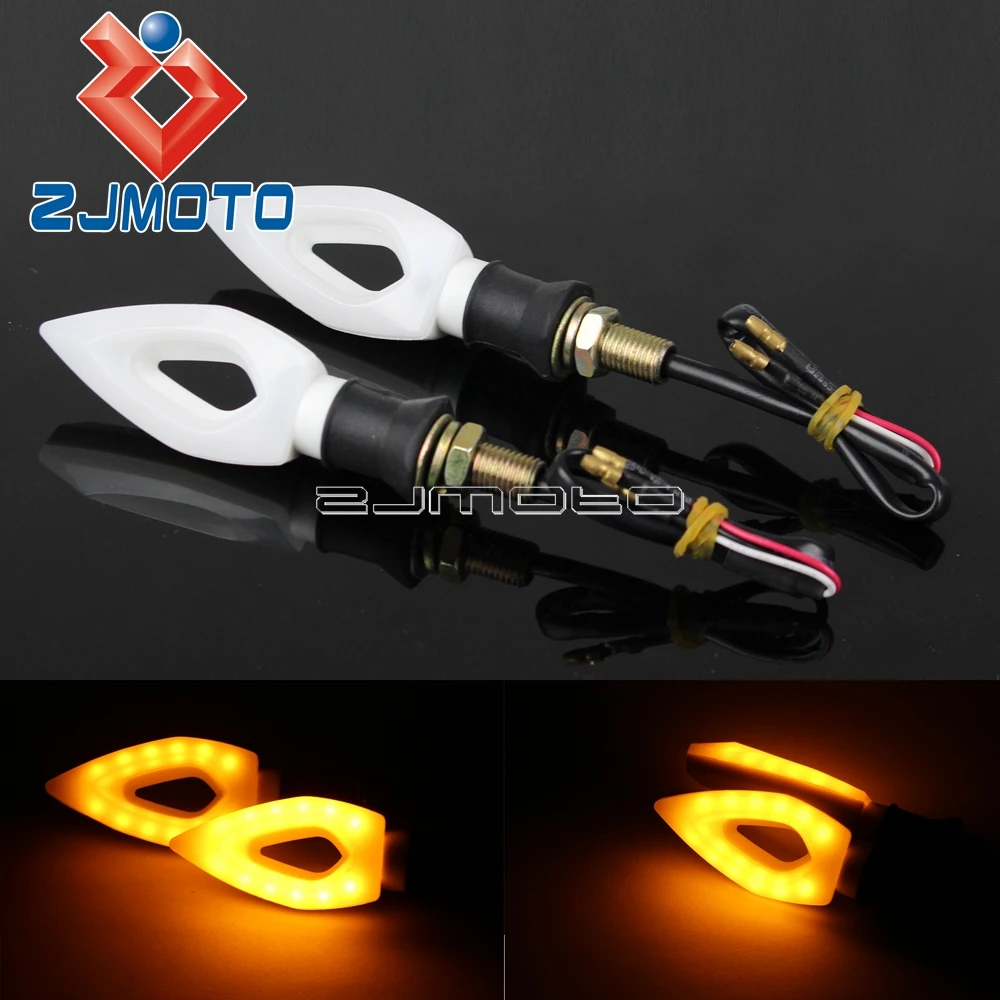 ZJMOTO белые универсальные мотоциклетные Янтарный светодиодные световые указатели