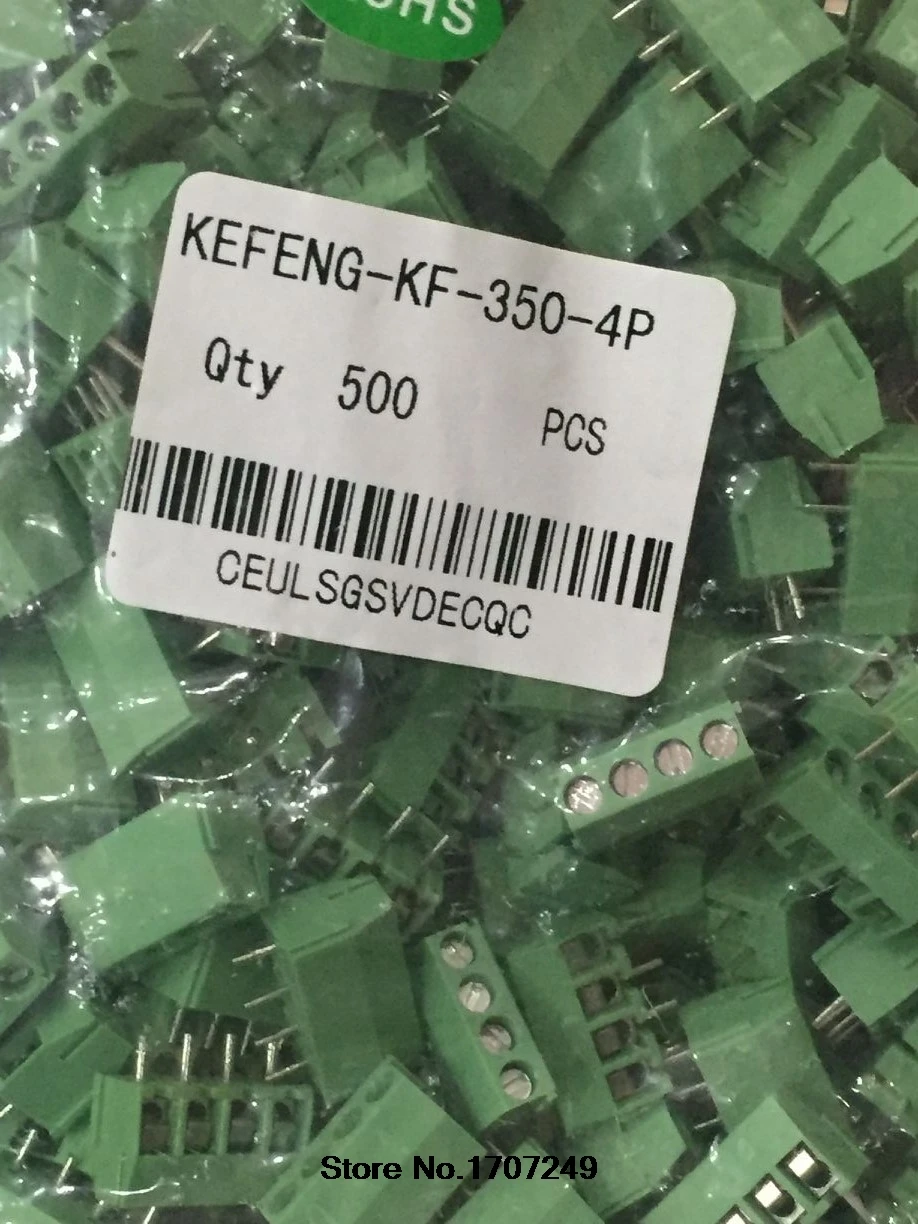 500 шт./лот KEFENG KF350 3.5 4P 4 контактный 3 5 мм прямой контакт PCB винтовой клеммный блок