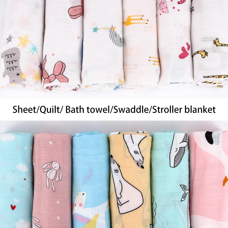 Baby Swaddling Blanket 100% Cotton Bamboo Swaddle Newborn Bath Towel Blankets Multi Designs Functions | Мать и ребенок