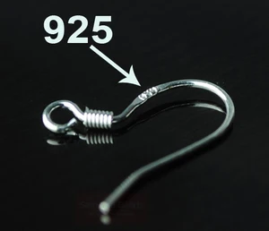 300 шт., серьги из серебра 925 пробы, покрытые Фианитами, с витой проволокой, без бусин, серьги-крючки, EF029