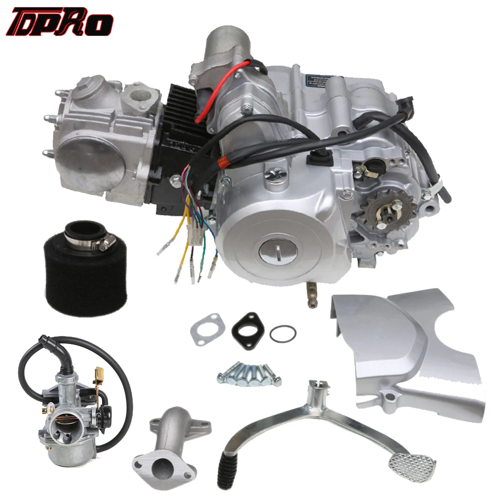 TDPRO Motorrad 125cc Semi Auto Elektrische Motor Motor + Vergaser + Luftfilter 4 Hub ATV Quad Tasche Pit Bike elektrische Starten