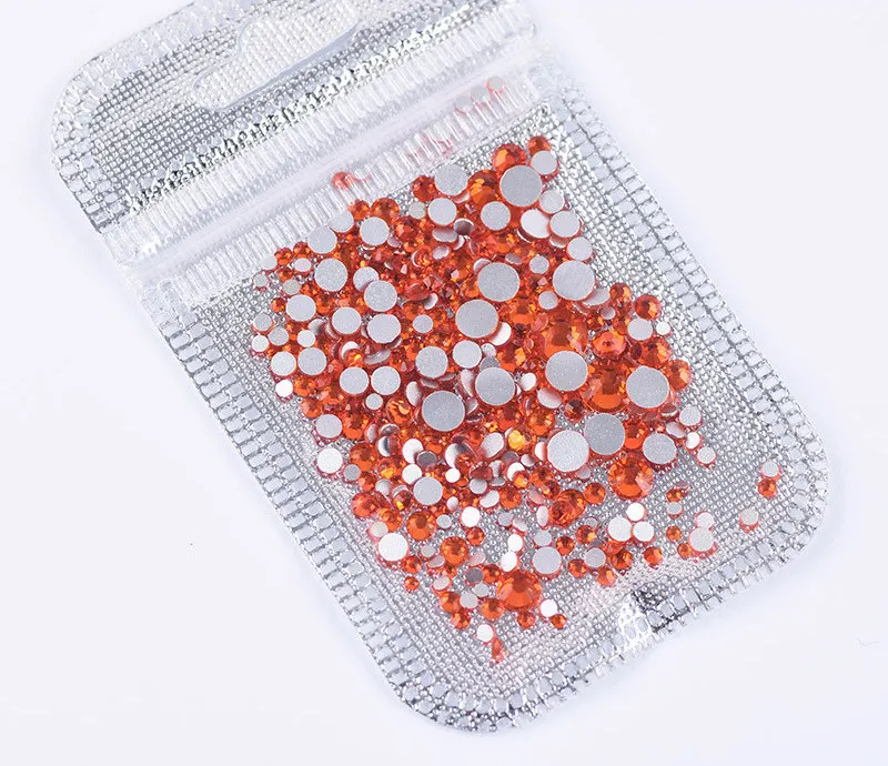 10Orange Red 2-5 мм микс 5 г/упак. серебряные Пришивные АВ стеклянные стразы для ногтей, Кристальные камни, 3D наконечник, сделай сам, клей для украшения ногтей, аксессуары - Цвет: 10Orange Red