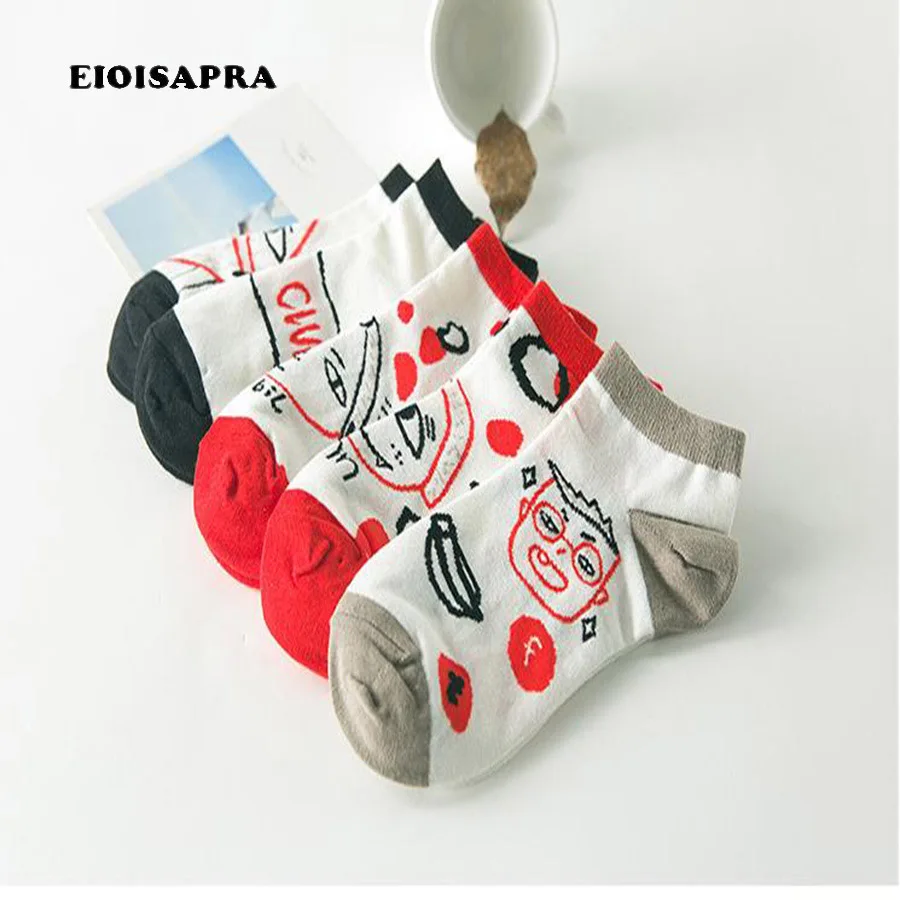 

[EIOISAPRA]High quality new spring/summer fashion funny socks women doodle cartoon club socks cute sweet lovely women socks