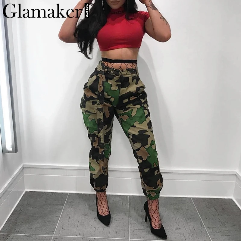 Женские штаны карго Glamaker летние хлопковые с высокой талией для фитнеса | Женская