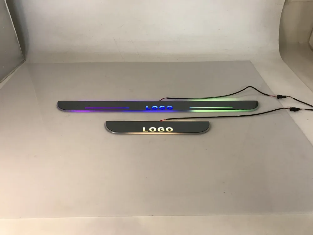 

WOOBEST led moving door scuff dynamic welcome light sill with colors changing flat plate lining strips for Chevrolet Sprint