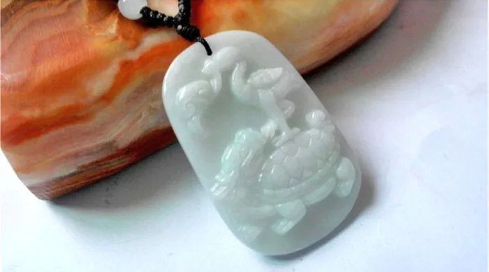 Натуральный myanmar jadeite черепаха Дракон кран кулон перегрузка колье с кулоном