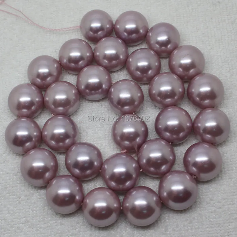 

14mm Purple Shell Pearl mother pearl Round Spacer DIY Loose Beads Strand 15''