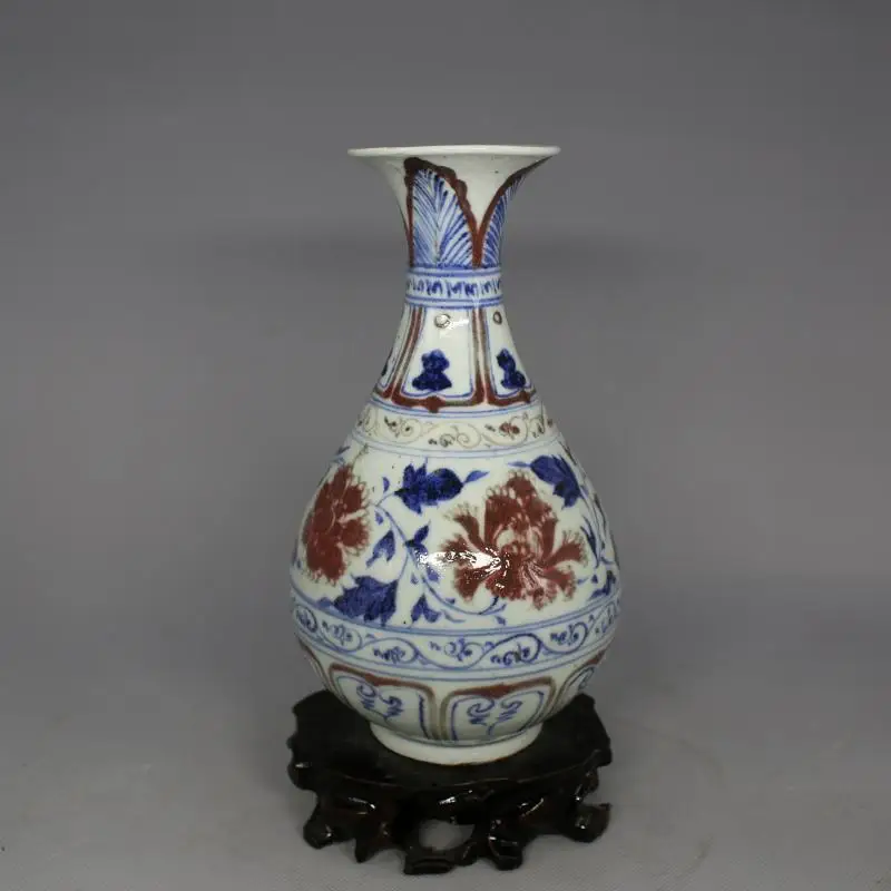 

antique YuanDynasty porcelain vase,Blue underglaze red bottle,Hand-paintedcrafts,Decoration,collection & adornment,Free shipping