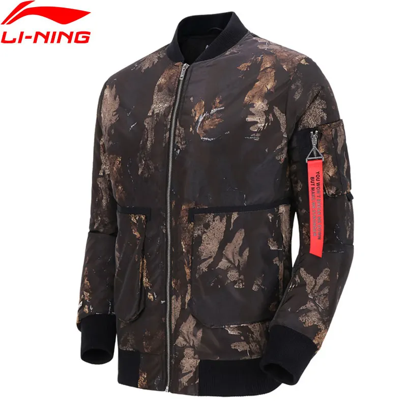 Мужская стеганая куртка Li Ning 100% полиэстер теплая бомбер с подкладкой li ning для