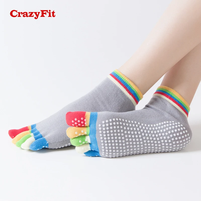 CrazyFit 2018 носки для йоги Нескользящие хлопковые спортивные пилатеса с пятью