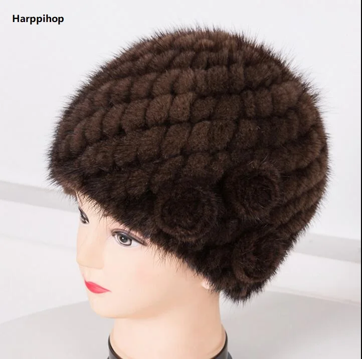 Новинка 2020 Женская Русская Шапка из натурального меха с цветами роскошная