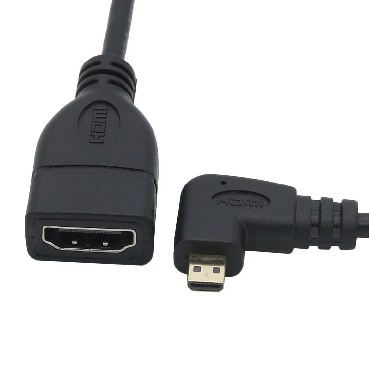 Micro HDMI Male to HDMI Female Adapter Cable Left Angle 90 Degree HDMI Converter Code for PC HDTV Projector