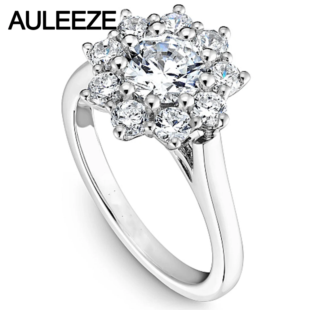 Обручальное кольцо из белого золота с муассанитами и бриллиантами 14 к|gold ring with