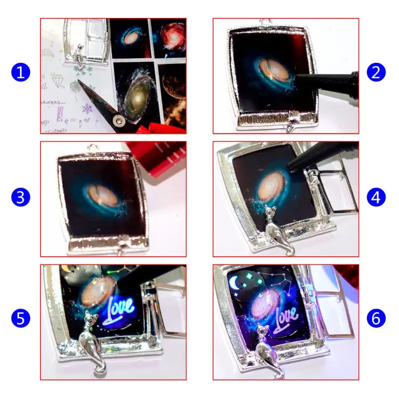 Metal Frame UV Epoxy Resin Crafts Tools DIY Jewelry Making Pendant Necklace Cat Sit Window Gold Silver Handmade Gifts Charms