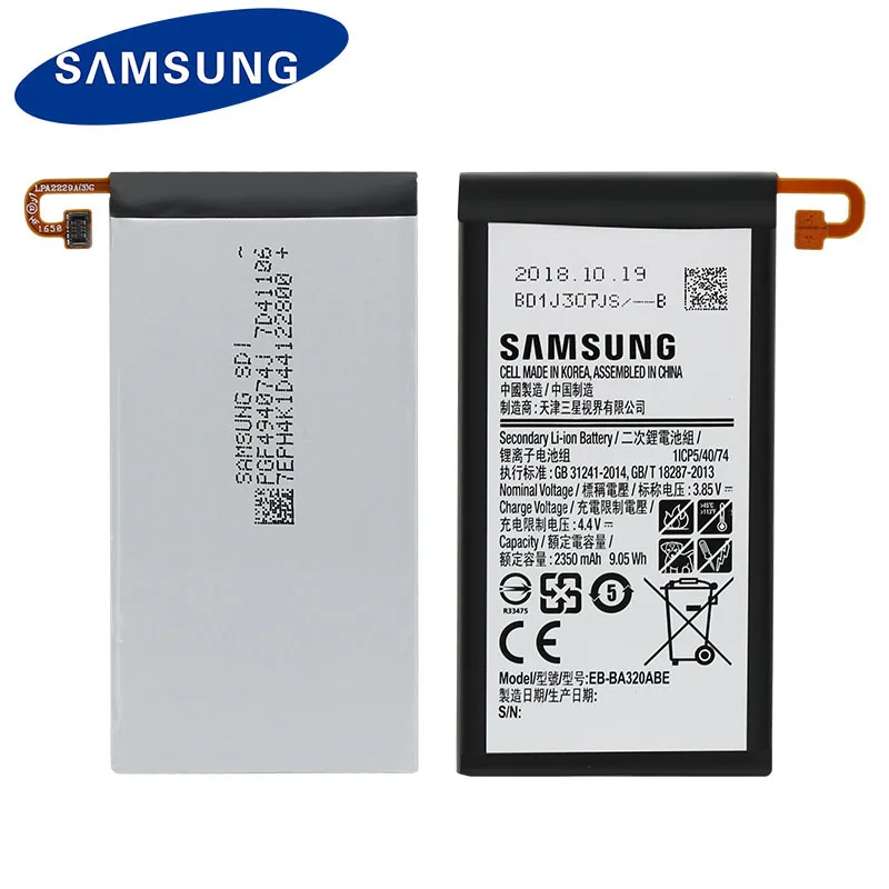 Оригинальный samsung Galaxy A3 2017 Edition Замена батареи SM-A320 A320F 2350mAh EB-BA320ABE Аккумуляторы для