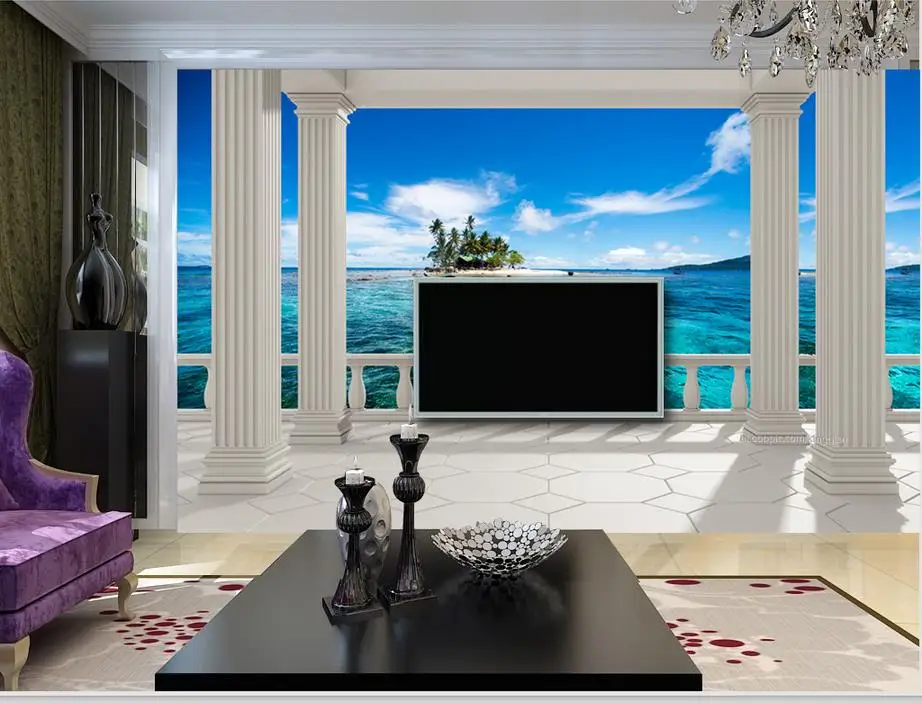 Настенные 3d обои на заказ красивые нетканые с видом море для гостиной ванной