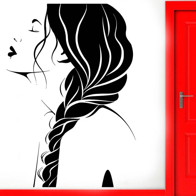 

Hair Salon Wall Decal Window Sticker Beauty Salon Woman Face Hairstyle Vinyl Sticker Roll DIY Murals Waterproof SL33