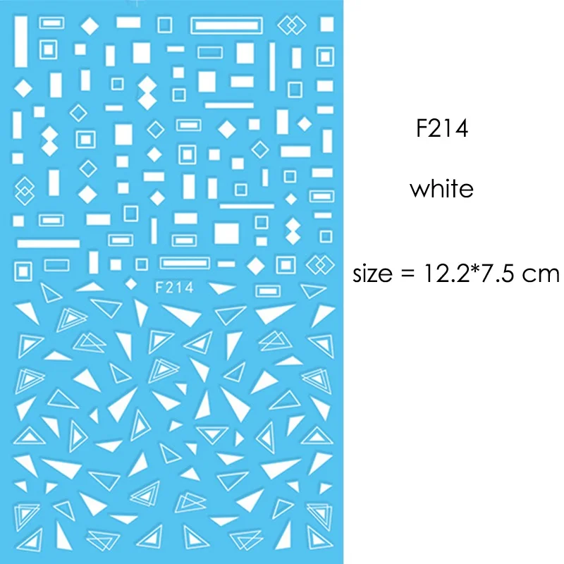 F214 White F212-F218 наклейки для ногтей серии s F 12*7,5 см белый черный золотой серебряный узор самоклеющиеся наклейки для украшения ногтей - Цвет: F214 White