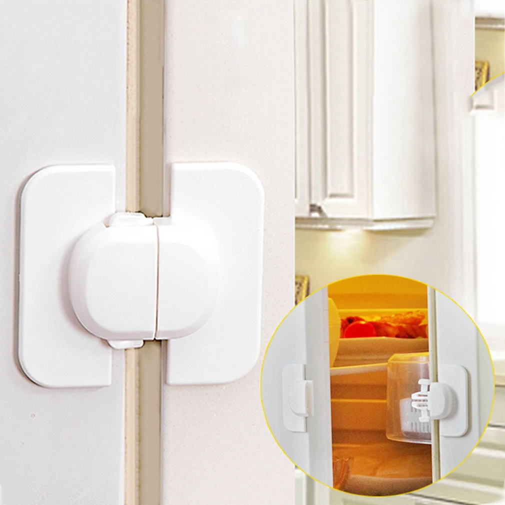 Cerradura de seguridad para refrigerador, cerrojo de pl&aacute;stico pr&aacute;ctico para puerta de armario, cajones, refrigerador, inodoro, cerradura de seguridad para beb&eacute;, la mejor herramienta-3