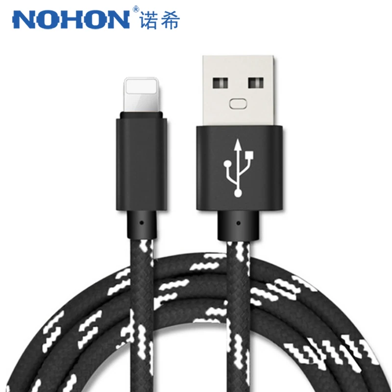 NOHON USB кабель для зарядки и передачи данных для iPhone 7, 8, 6, 5, 6s plus, X, XS, MAX, XR, для iPad Mini, 2.2A, 1 м, быстрое зарядное устройство для мобильного телефона, нейлоновый шнур