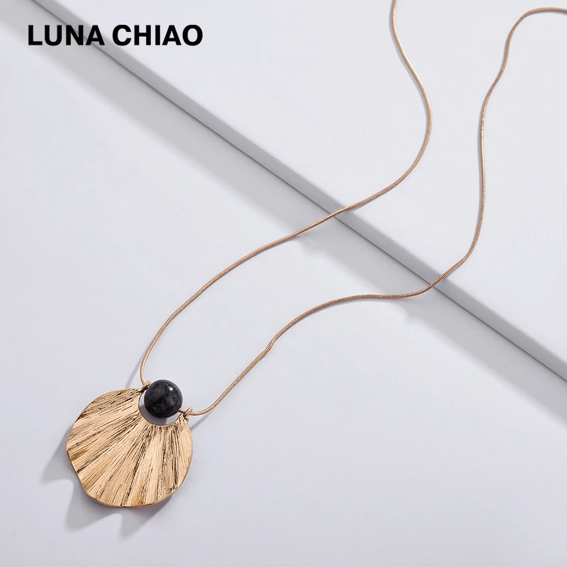 LUNA CHIAO модные Изношенные позолоченные металлические кулоны в форме веера