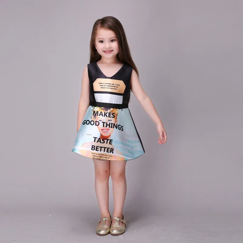 Девушки принцесса печатных малышей платья летние для девочек новые печати